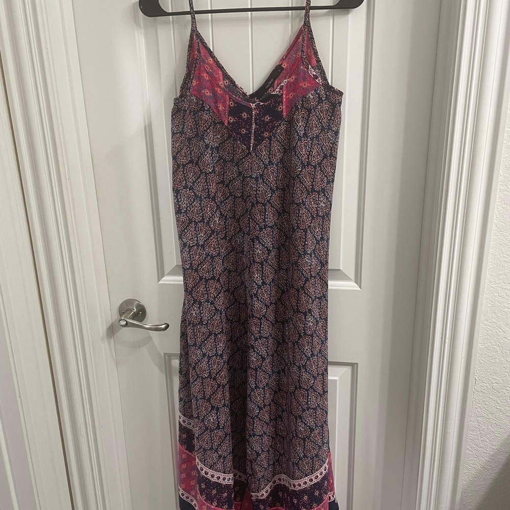 Ella Blue Small Multicolor Sleeveless Boho Maxi Dress